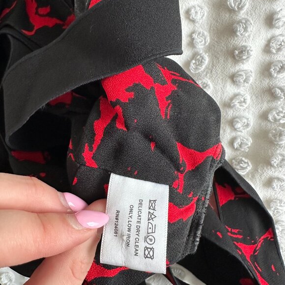 Proenza Schouler Long-sleeved Crop Top Sz 0 Back Bow Belt Black Red Polka Dot - Picture 3 of 10